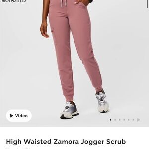 Figs high waisted jogger scrub mauve